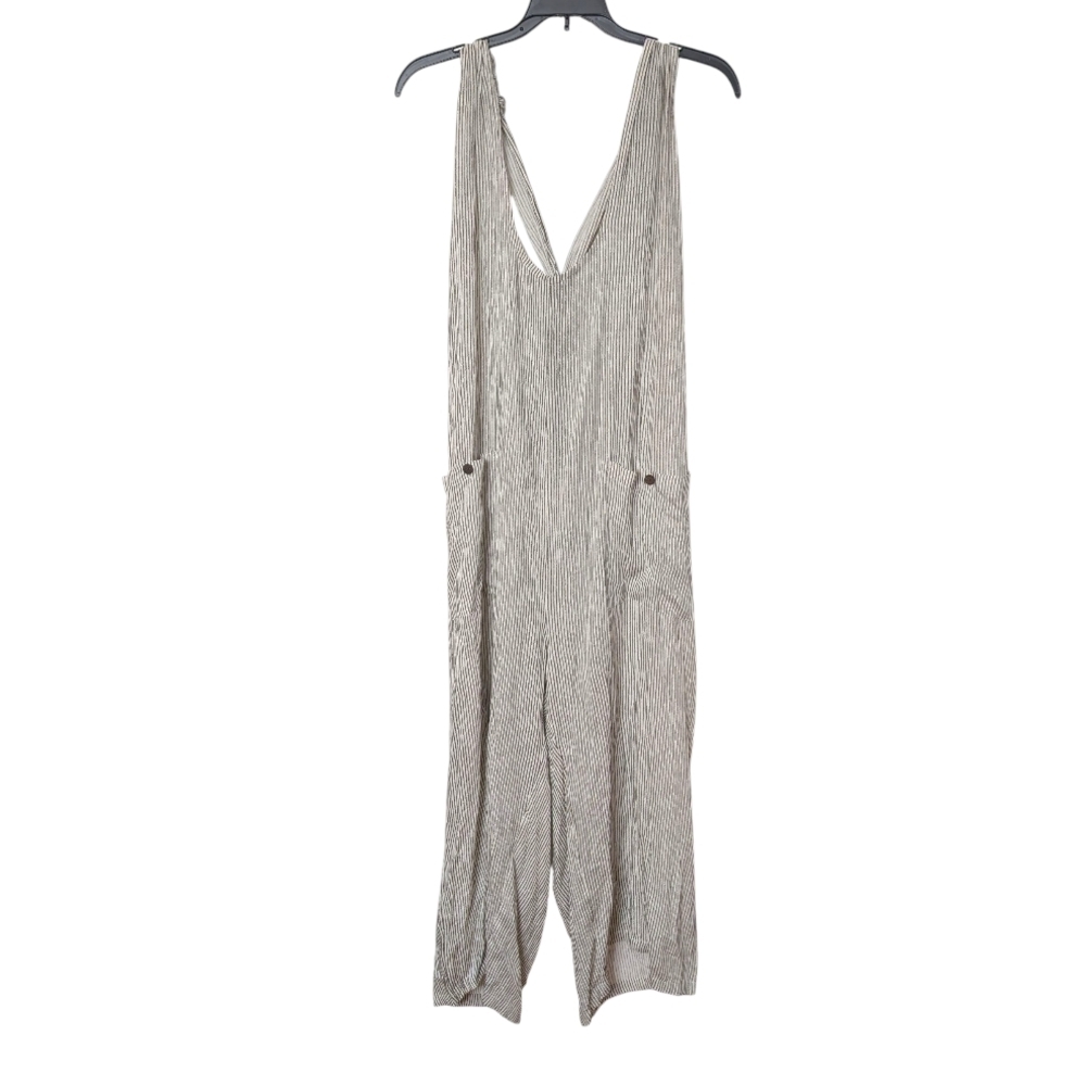 Sacred Threads White Striped Open Knotted Back Jumpsuit Relaxed Fit Size L/XL